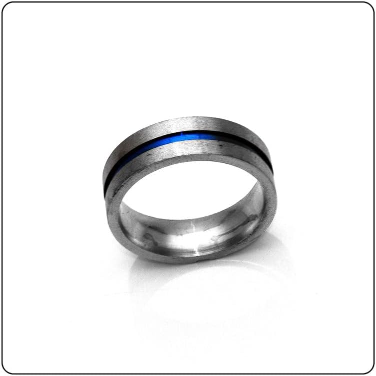 Fusamk Fashion Blue Epoxy Stainless Steel Cross Band Ring - Image 4